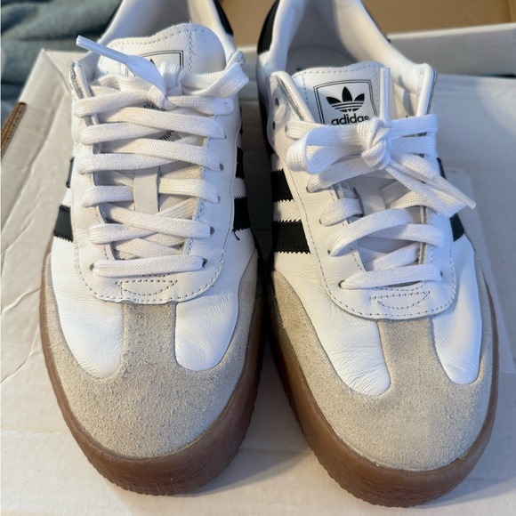 Adidas Sambas White Leather Sneakers- women’s 10 - Picture 1 of 3